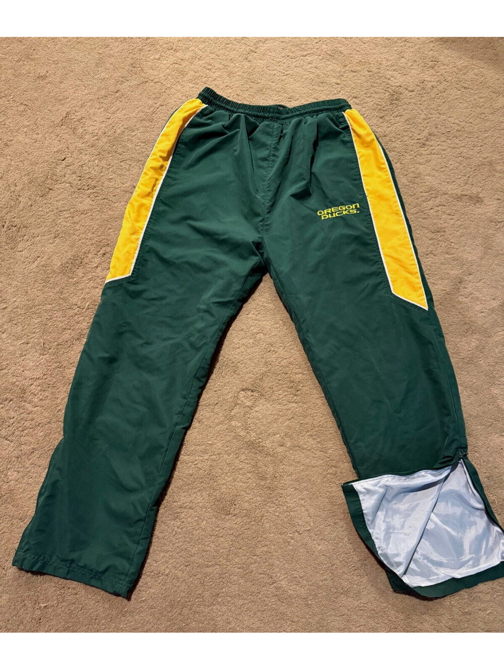Vintage Nike Oregon Ducks Track Pants Mens NCAA Zip Hem Drawstring Pockets M